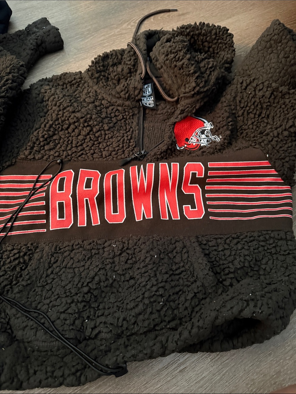 NFL Cleveland Browns Brown Sherpa Pullover with orange Logo